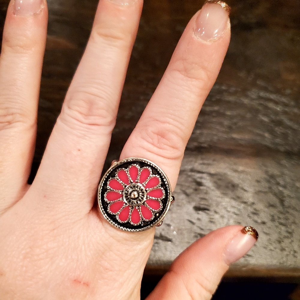 Silver and Pink Paparazzi Ring
